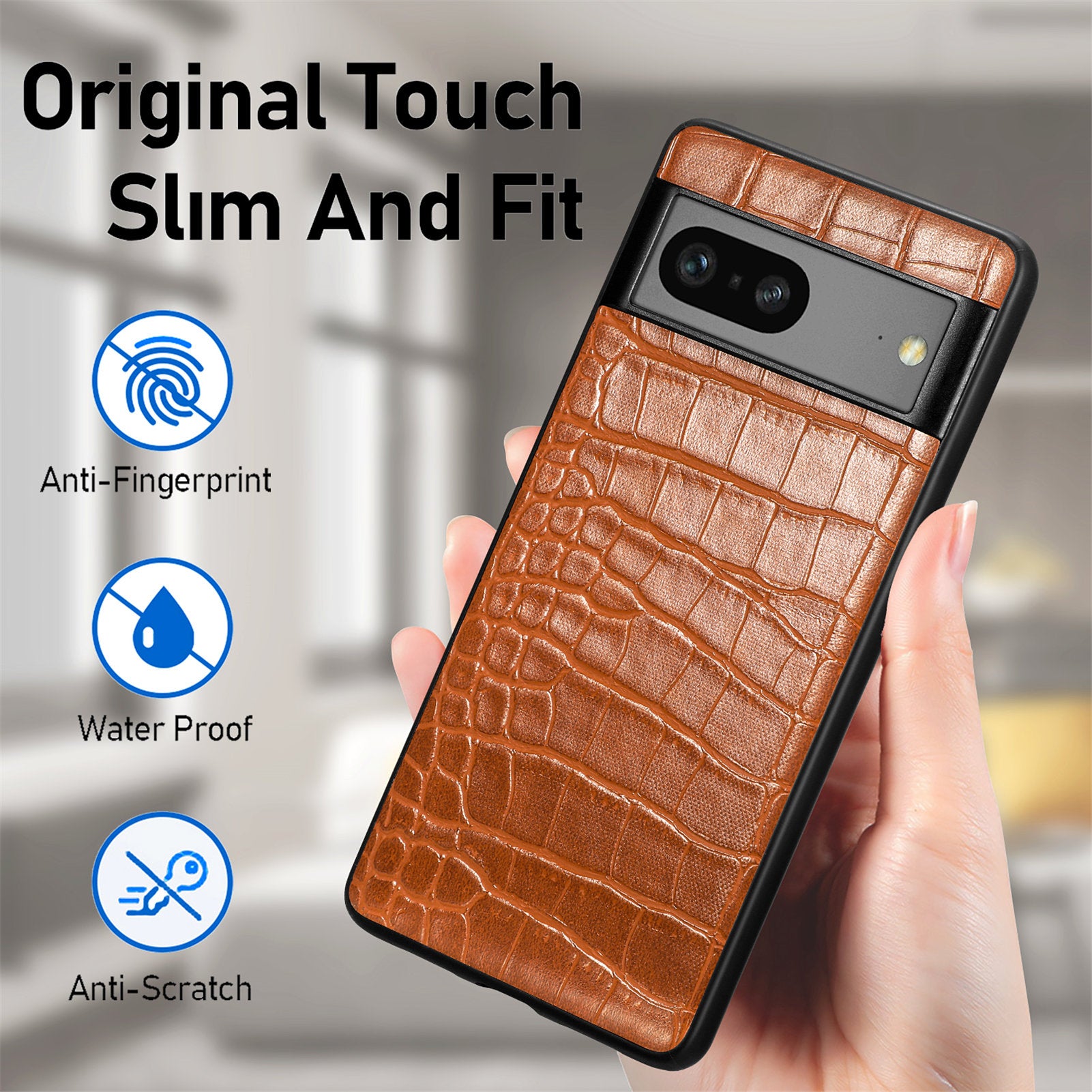 For Google Pixel 7a Drop Proof Crocodile Texture PU Leather Coated TPU Cover Precise Cutout Phone Case For Google Pixel 7a Drop Proof Crocodile Texture PU Leather Coated TPU Cover Precise Cutout Phone Case